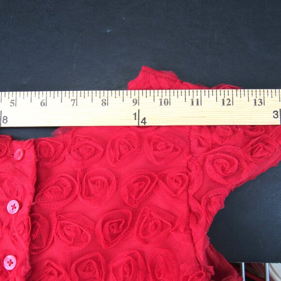 Marmellata Classics Girl's Red Rosette Party Dress with Tulle Overskirt Size 8 - Picture 8 of 12
